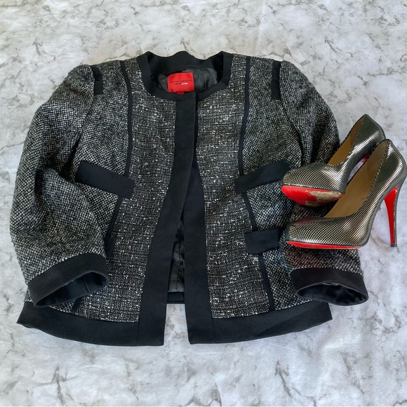 Black white with silver tweed blazer - Picture 1 of 7